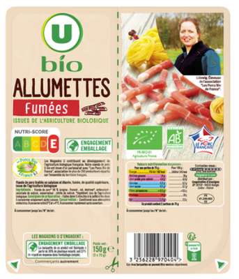 Allumettes fumées bio, U (2 x 75 g)