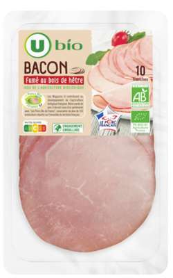 Filet de bacon fumé au bois d'hêtre BIO, U BIO (x10, 100 g)