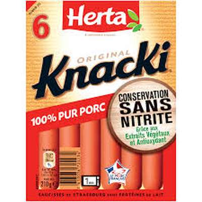 Knacki original sans nitrite, Herta (x 6, 210 g)