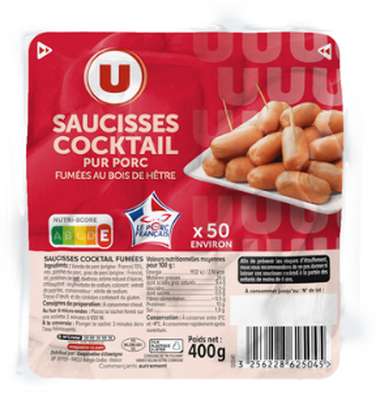 Saucisses cocktail fumées, U (x50, 400 g)