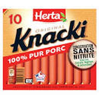 Knacki original saucisses 100% pur porc sans nitrite, Herta (x 10, 350 g)