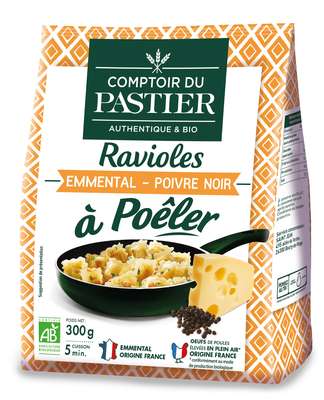 Ravioles à poêler emmental et poivre noir BIO , Comptoir du Pastier (300 g)