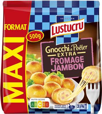 Gnocchi à poêler extra jambon fromage, Lustucru (500 g)