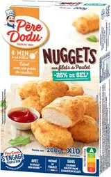 Nuggets aux filets de poulet -25% de sel, Père Dodu (x 10, 200 g)