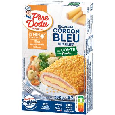 Cordon bleu de poulet au comté fondu, Père Dodu (x 2, 200 g)