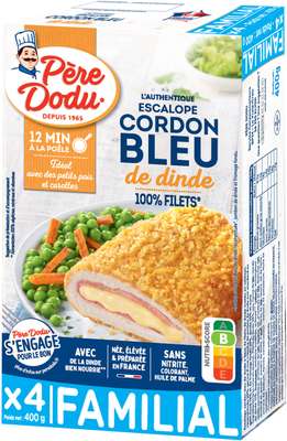 Cordon bleu de dinde format familial, Père Dodu (x 4, 400 g)