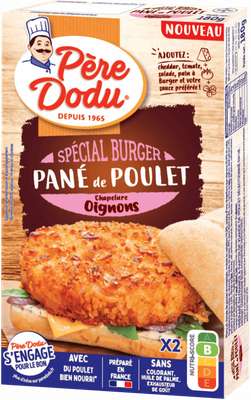 Pané poulet spécial burger chapelure oignons, Père Dodu (180 g)