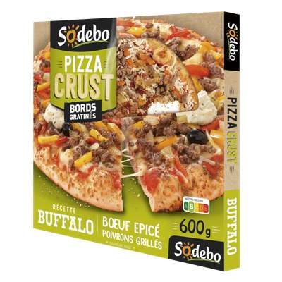Pizza "Crust" buffalo boeuf épicé et poivrons grillés, Sodebo (600 g)