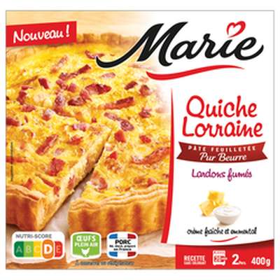 Quiche Lorraine pâte pur beurre lardons fumés, Marie (400 g)