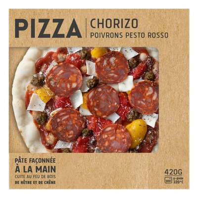 Pizza chorizo poivrons pesto rosso (420 g)