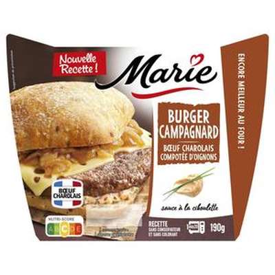 Burger Campagnard boeuf charolais compotée d'oignons sauce ciboulette, Marie (190 g)