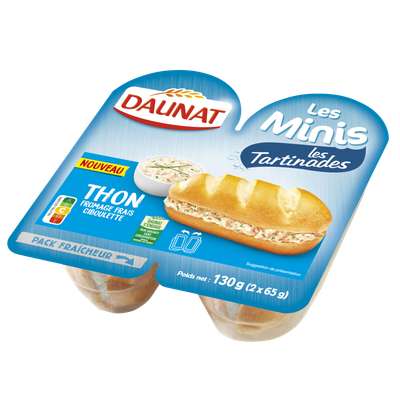 Mini sandwich tartinades thon fromage frais ciboulette, Daunat (130 g)