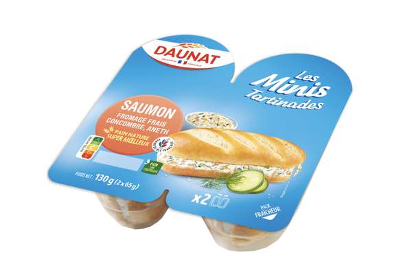 Les minis tartinades au saumon et fromage frais, Daunat (130 g)