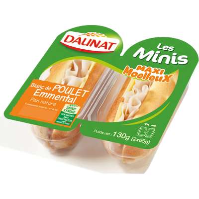 Sandwich mini viennois poulet emmental, Daunat, (2 x 65 g)