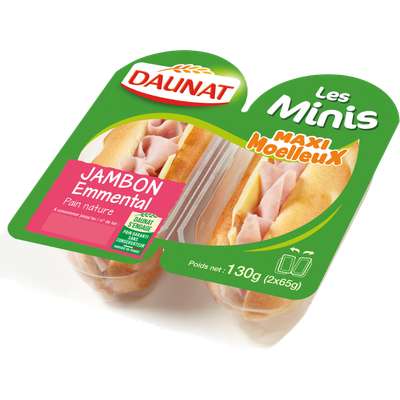 Sandwich mini viennois jambon emmental, Daunat (2 x 65 g)