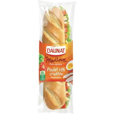 Sandwich baguette poulet rôti crudités, Daunat (230 g)