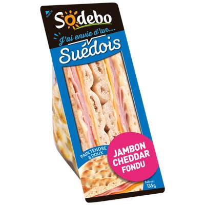 Sandwich suédois jambon cheddar, Sodebo (135 g)