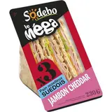 Sandwich suédois Le Méga Club jambon cheddar, Sodebo (230 g)