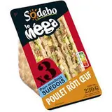 Sandwich le méga club suédois, poulet rôti et oeuf, Sodebo (230 g)