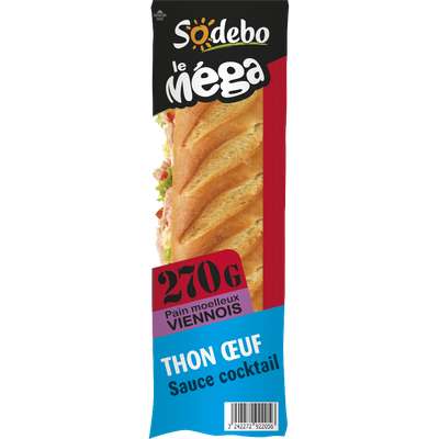 Sandwich Le Méga thon salade oeuf et tomate, Sodebo (270 g)