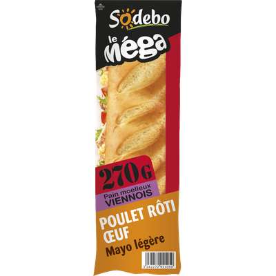 Sandwich mega poulet oeuf tomate salade mayonnaise, Sodebo (270 g)