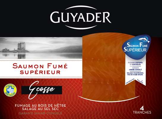 Saumon fumé supérieur élevé en Ecosse, Guyader (x 4, 140 g)