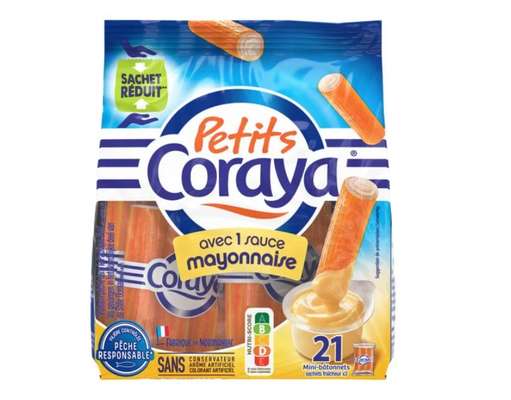 Mini bâtonnets de surimi avec sauce mayonnaise, Coraya (x 21, 156 g)