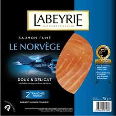 Saumon fumé Atlantique Norvège, Labeyrie (2 tranches, 75 g)