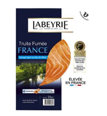 Truite fumée de France au Bois de Hêtre, Labeyrie (4 tranches, 120 g)