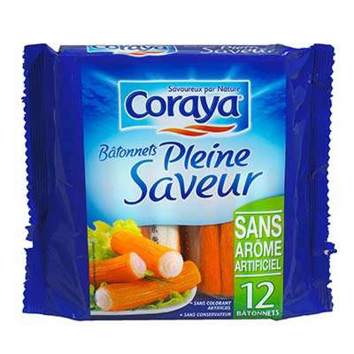 Bâtonnets de surimi Pleine saveur, Coraya (x 12, 180 g)
