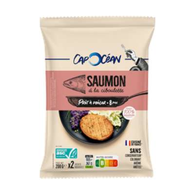 Steak de Saumon à la ciboulette prêt à poêler, Cap Océan (x 2, 200 g)