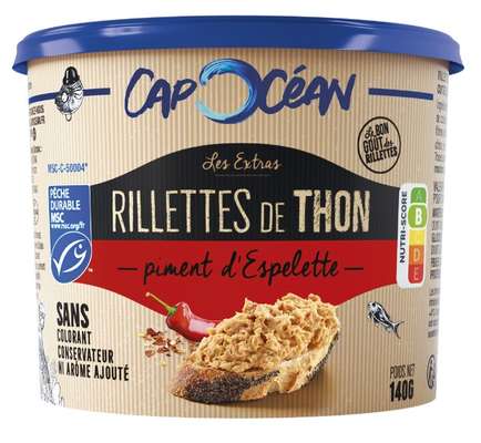 Rillettes de thon MSC au piment d'espelette, Cap Océan (140 g)