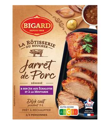 Jarret de porc cuit et son jus d'échalotes/moutarde, Bigard (400 g)