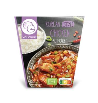 Korean style chicken poulet oignons riz et carottes, Youcook  (420 g)
