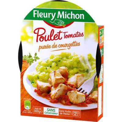Poulet, concassé de tomates et purée de courgettes, Fleury Michon (300 g)