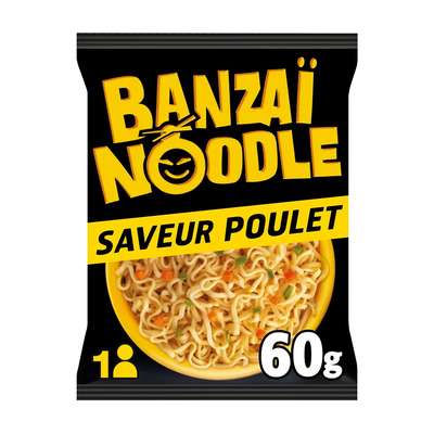 Nouilles instantanées saveur poulet, Banzai Noodle (60 g)