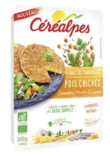Galettes fondantes pois chiches, coriandre, menthe et cumin BIO, Céréalpes (x 4, 200 g)