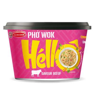 Wok de nouille de riz saveur boeuf, Acecook (76 g)