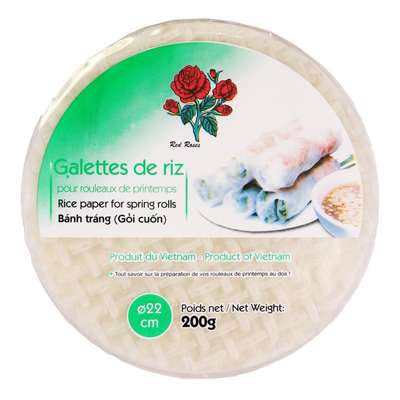 Feuilles de riz pour rouleaux de printemps 22 cm, Red Roses (200 g)