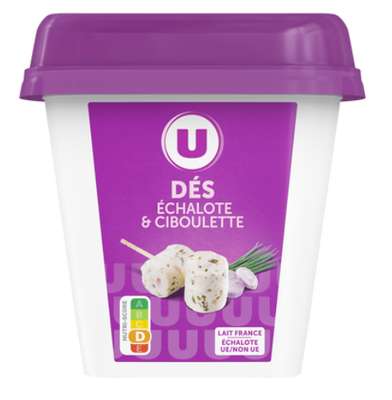 Dés de fromage échalote et ciboulette au lait pasteurisé 32% de MG, U (120 g)