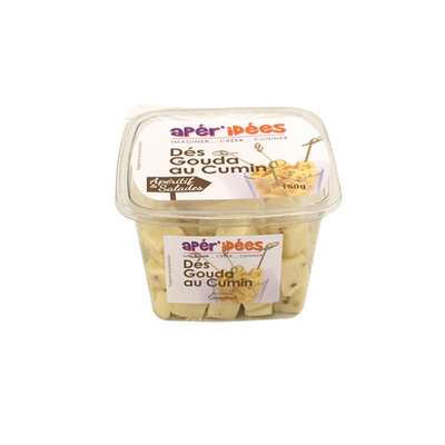 Dés de gouda au cumin au lait pasteurisé 30% mg, Aper'Idée (150 g)