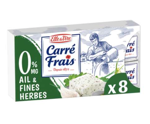 Fromage carré frais ail et fines herbes 0% de mg, Elle & Vire  (200 g)