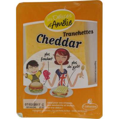 Cheddar en tranches pasteurisé, Les délices d'Amélie (200 g)
