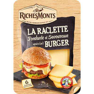Raclette nature en tranches spécial burger, RicheMonts (x 6, 140 g)