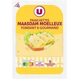 Maasdam moelleux au lait pasteurisé 30%MG - Barquette 6 tranches , U (150 g)