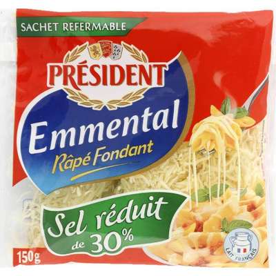 Emmental rapé réduit en sel, Président (150 g)