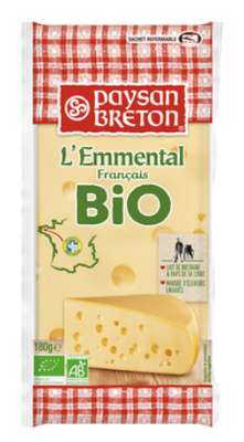 L' emmental au lait pasteurisé 29%MG BIO, Paysan Breton (180 g)
