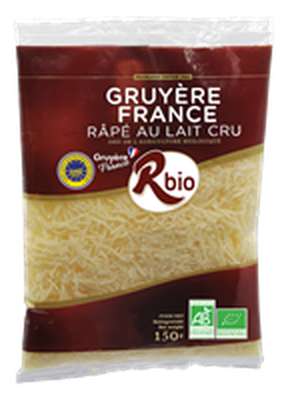 Gruyère IGP France râpé au lait cru, 33 % MG/PF BIO, R.Bio (150 g)