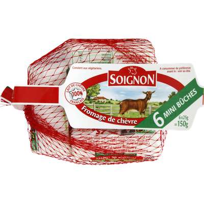 Mini bûche de chèvre au lait pasteurisé, Soignon (6 x 25 g)