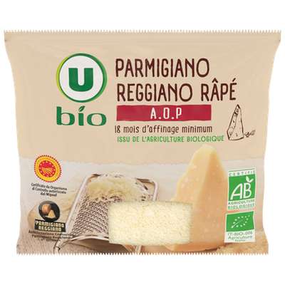 Parmigiano reggiano rapé 18 mois d'affinage AOP 30%mg, U Bio (60 g)